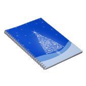 Blauwe witte kerstaven met kerstboomsterren Night Notitieboek (Rechterzijde)