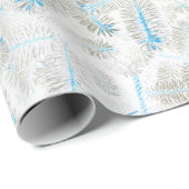 Blauwe witte kerstavond met boomstructuur Afdrukki Cadeaupapier (Rol Hoek)