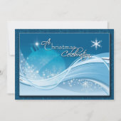 Blauwe witte kerstavond Uitnodiging (Voorkant)