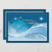 Blauwe witte kerstavond Uitnodiging (Voorkant / Achterkant)