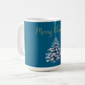 Blauwe witte kerstbomen koffiemok (Voorkant links)