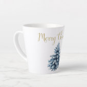 Blauwe witte kerstbomen latte mok (Linkerhoek)
