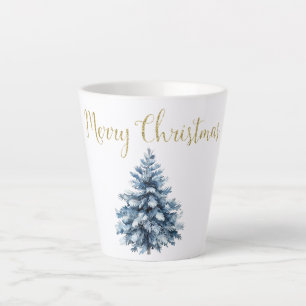 Blauwe witte kerstbomen latte mok