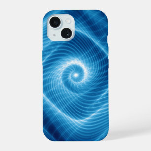 Blauwe & Witte Kosmische Spiraalnevel iPhone 15 Hoesje