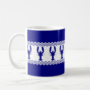Blauwe witte kuststrook koffiemok