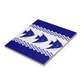 Blauwe witte kuststroop van Angelfish Stripes Tegeltje (Zijkant)