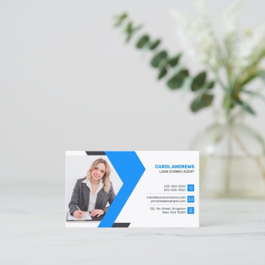 Blauwe, Witte Lening Signing Agent, Consultant, Ad Visitekaartje (Staand voorkant)