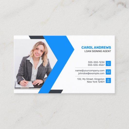 Blauwe, Witte Lening Signing Agent, Consultant, Ad Visitekaartje (Voorkant)