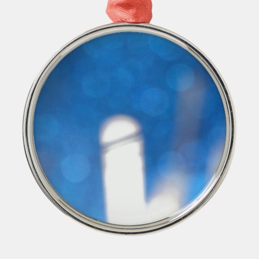 Blauwe witte lichteffecten metalen ornament (Voorkant)