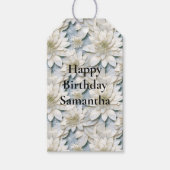 Blauwe witte lotusbloemen cadeaulabel (Voorkant)