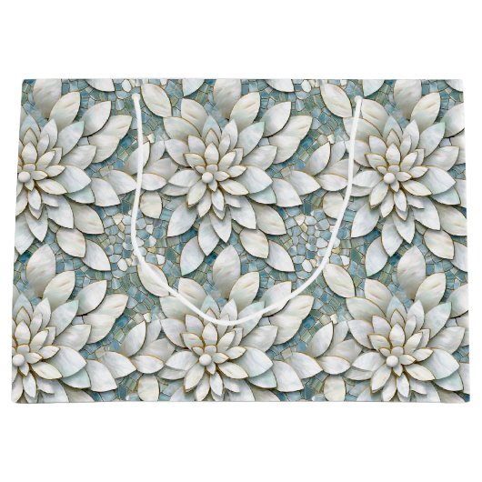 Blauwe witte lotusbloemen groot cadeauzakje (Voorkant)