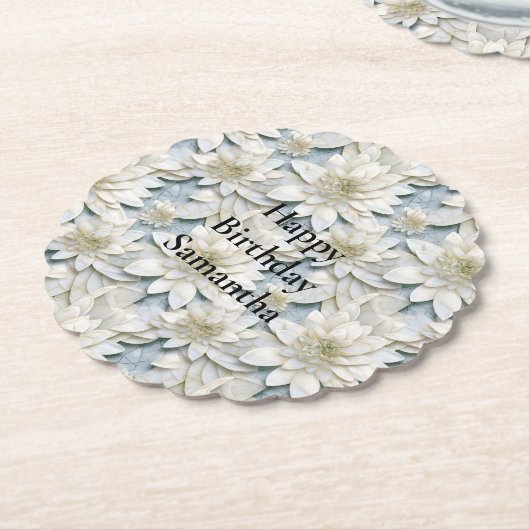 Blauwe witte lotusbloemen kartonnen onderzetters (Gekanteld)