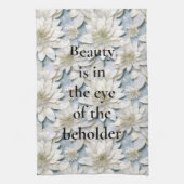 Blauwe witte lotusbloemen theedoek (Verticaal)