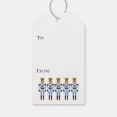 Blauwe & Witte Notenkraker. Chinoiserie Kerst Labe Cadeaulabel (Achterkant)