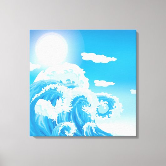 Blauwe witte oceaan zee golven verpakt canvas prin (Voorkant)