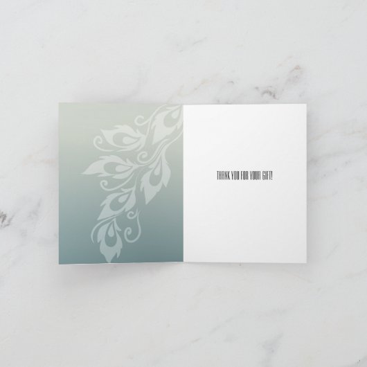 Blauwe witte pauwenveer dank u bedankkaart (Binnen)