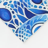 Blauwe witte pauwenveren fleece deken (Hoek)