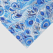 Blauwe witte pauwenveren tissuepapier (Detail)