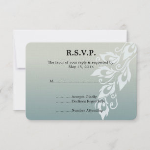Blauwe Witte Peacock Veer Bruiloft RSVP Kaartje