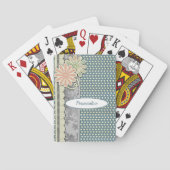 blauwe witte poolpunts bloemen personaliseren pokerkaarten (Achterkant)