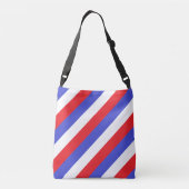 Blauwe witte rode strepen crossbody tas (Achterkant)