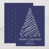 Blauwe witte rotsboom voor kerstavond feestdagenkaart (Voorkant / Achterkant)