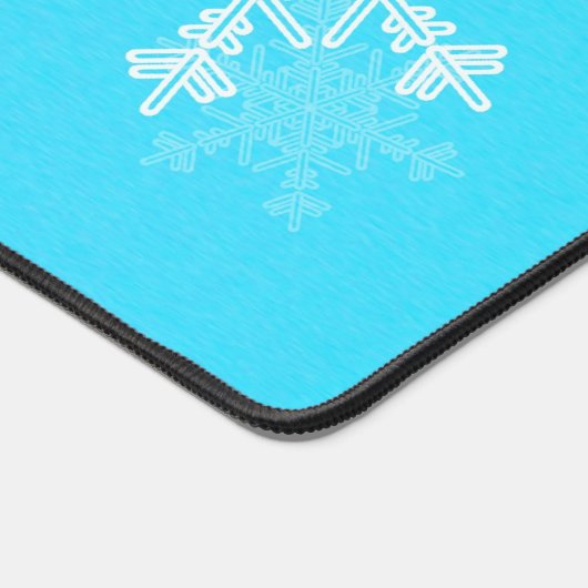 Blauwe Witte Sneeuwvlokken Minimalistische Kerst N Bureaumat (Hoek)