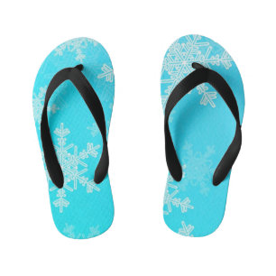 Blauwe Witte Sneeuwvlokken Minimalistische Kerstmi Kinder Teenslippers
