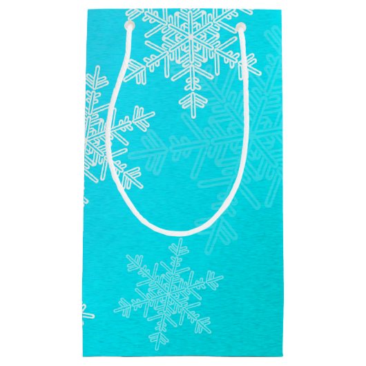 Blauwe Witte Sneeuwvlokken Minimalistische Kerstmi Klein Cadeauzakje (Voorkant)