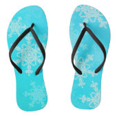 Blauwe Witte Sneeuwvlokken Minimalistische Kerstmi Teenslippers (Voetbed)