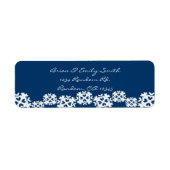 Blauwe witte snowflake kerstlabels etiket (Voorkant)