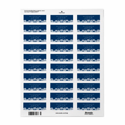 Blauwe witte snowflake kerstlabels etiket (Full Sheet)