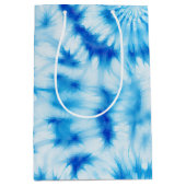 Blauwe Witte Spiraal Tie Dye Medium Cadeauzakje (Voorkant)