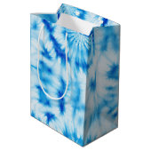 Blauwe Witte Spiraal Tie Dye Medium Cadeauzakje (Achterkant Gekanteld)