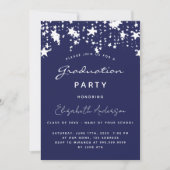 Blauwe witte sterren van de Graduparty Kaart (Voorkant)