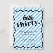 Blauwe witte strepen 30e verjaardag kaart (Voorkant)