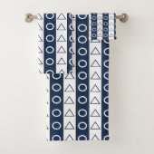 Blauwe witte strepen Geometrische cirkeldriehoek Bad Handdoek (Insitu)