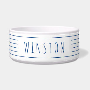 Blauwe witte strepes Modern Farmhouse Cat Dog Bowl Voerbakje