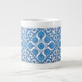 Blauwe witte tapijtkornbloemen extra grote mok (Voorkant)