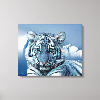 Blauwe witte tijger canvas afdruk