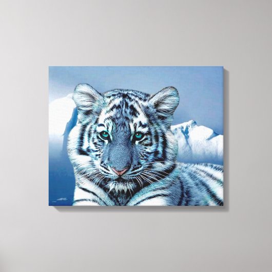 Blauwe witte tijger canvas afdruk (Voorkant)