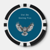 Blauwe Witte Uil Poker Chips (Voorkant)