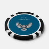 Blauwe Witte Uil Poker Chips (Enkel)
