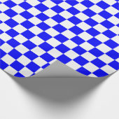 Blauwe, witte vierkantjes cadeaupapier (Hoek)