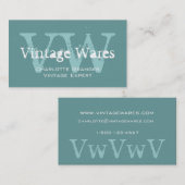 Blauwe witte  Visitekaartje Monogrammen (Voorkant / Achterkant)