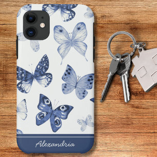 Blauwe & Witte Vlinder Monogram iPhone 11 Hoesje