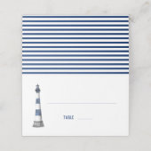 Blauwe Witte Vuurtoren Bruiloft Gevouwen Plaats Ka (Buitenkant ongevouwen)