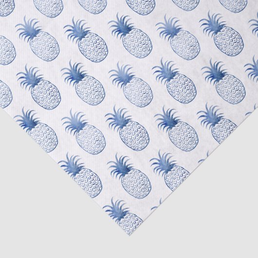 Blauwe witte Waterverf ananas Tissuepapier (Detail)