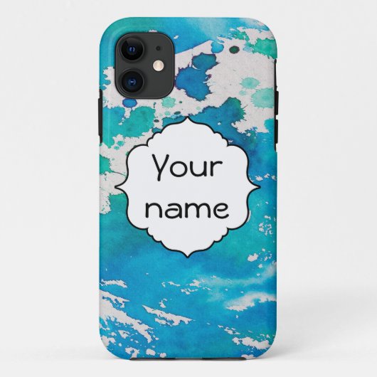 Blauwe witte waterverf Case-Mate iPhone case (Achterkant)
