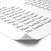 Blauwe witte Waterverf Floral Wedding Seating Char Poster (Hoek)